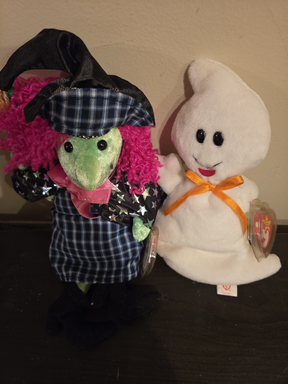 Ty Halloween Witch Beanie Plush - Pink Hair & Green Face